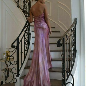 Alvina Valenta tie dyed wedding dress prom gown ivory pink purple gold XS 0 2 4